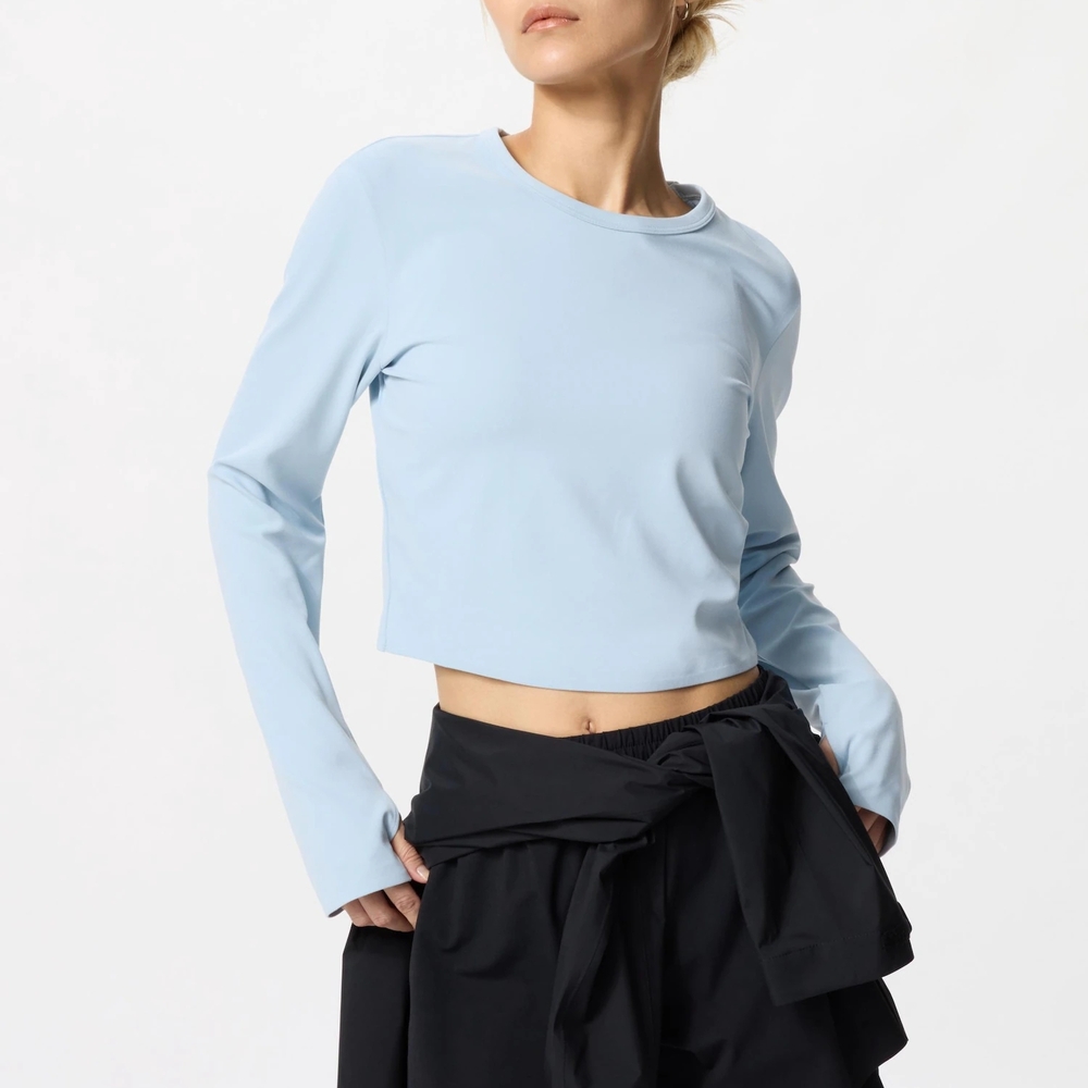 Uniqlo Light Blue Long-Sleeve Crop Top